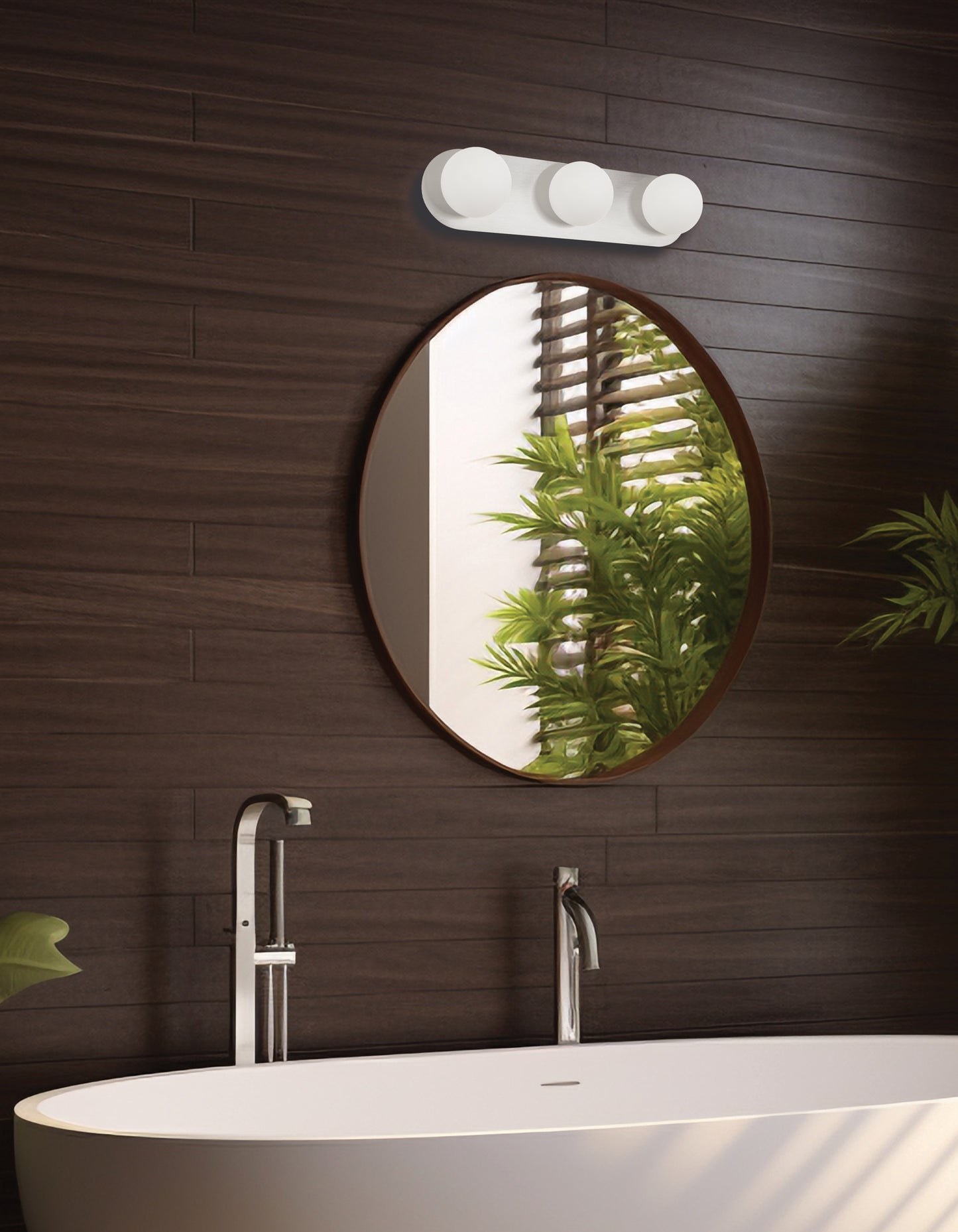 Dainolite 3 Light Vanity in Polished Chrome w/ White Opal Glass