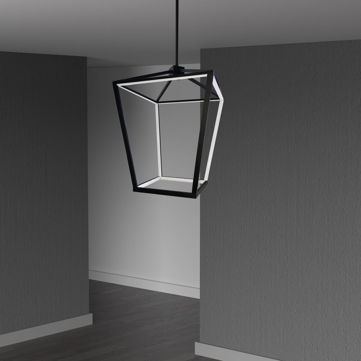 Dainolite 46W Chandelier, Matte Black with White Diffuser