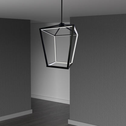 Dainolite 46W Chandelier, Matte Black with White Diffuser