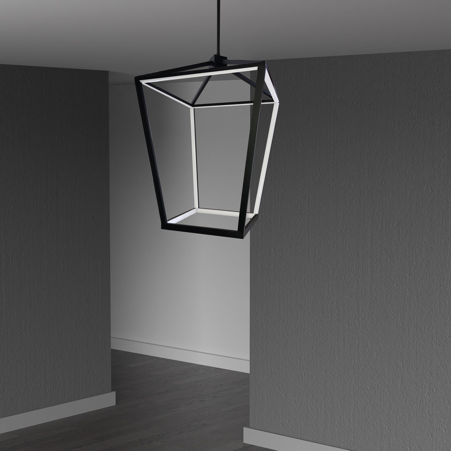 Dainolite 64W Chandelier, Matte Black with White Diffuser