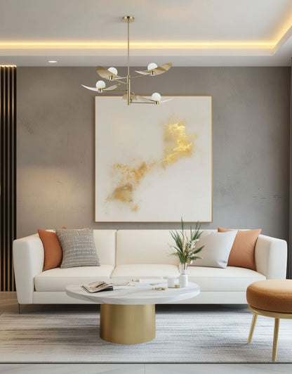 Dainolite 5 Light Aged Brass Chandelier w/ Opal Glass