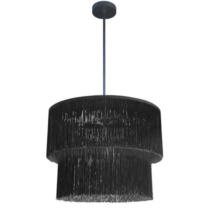 Dainolite 4 Light Matte Black Chandelier w/ Black Fringe
