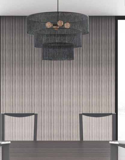 Dainolite 4 Light Chandelier in Matte Black w/ Black Tassel Shades