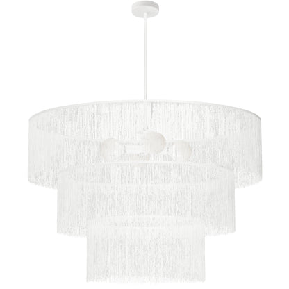 Dainolite 4 Light Chandelier Matte White w/ White Tassel Shades