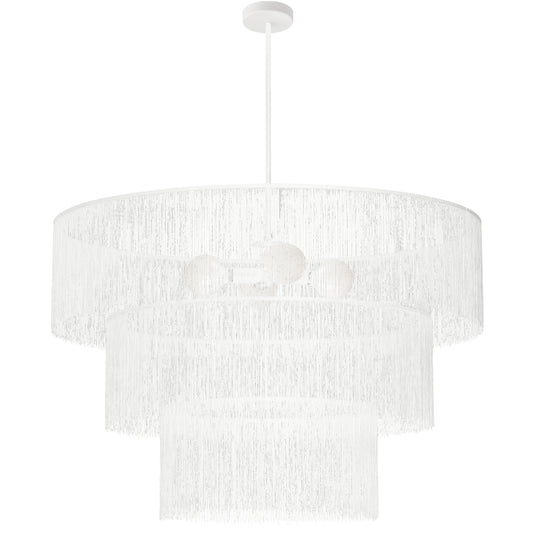 Dainolite 4 Light Chandelier Matte White w/ White Tassel Shades