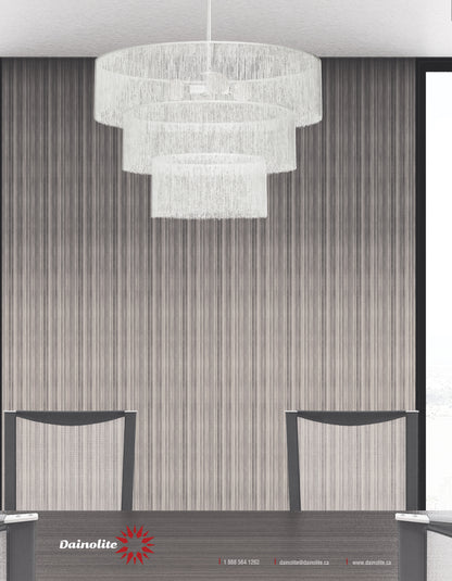 Dainolite 4 Light Chandelier Matte White w/ White Tassel Shades