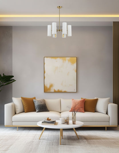 Dainolite 6 Light Aged Brass Chandelier w/ Opal Glass