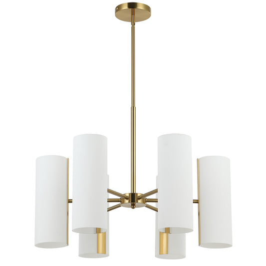Dainolite 6 Light Aged Brass Chandelier w/ Opal Glass