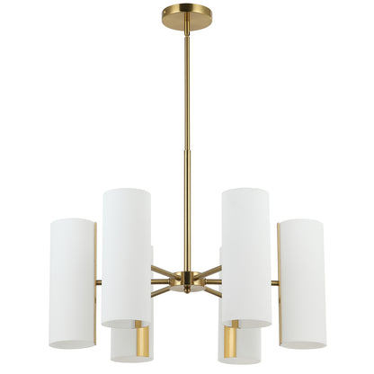 Dainolite 6 Light Aged Brass Chandelier w/ Opal Glass