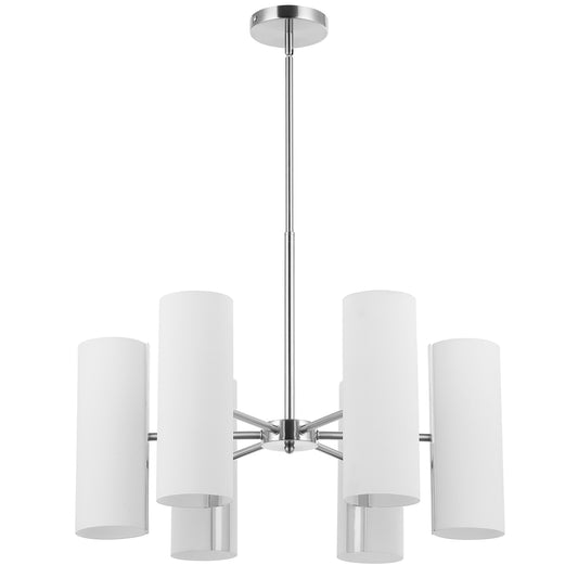 Dainolite 6 Light Satin Chrome Chandelier w/ Opal Glass