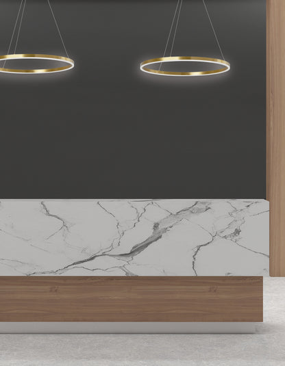 Dainolite 30W Colour Temperature Changing Chandelier, Aged Brass with White Acrylic Diffuser