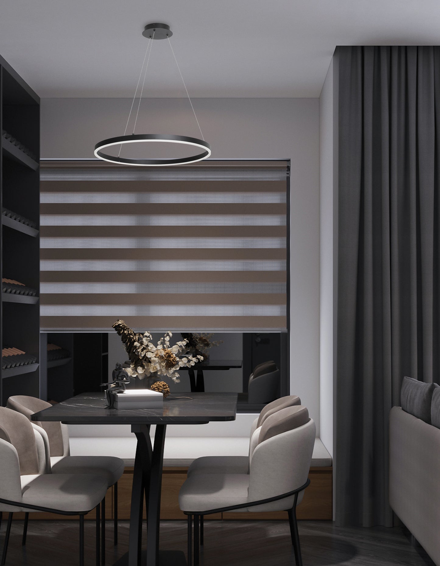 Dainolite 30W Colour Temperature Changing Chandelier, Matte Black with White Acrylic Diffuser