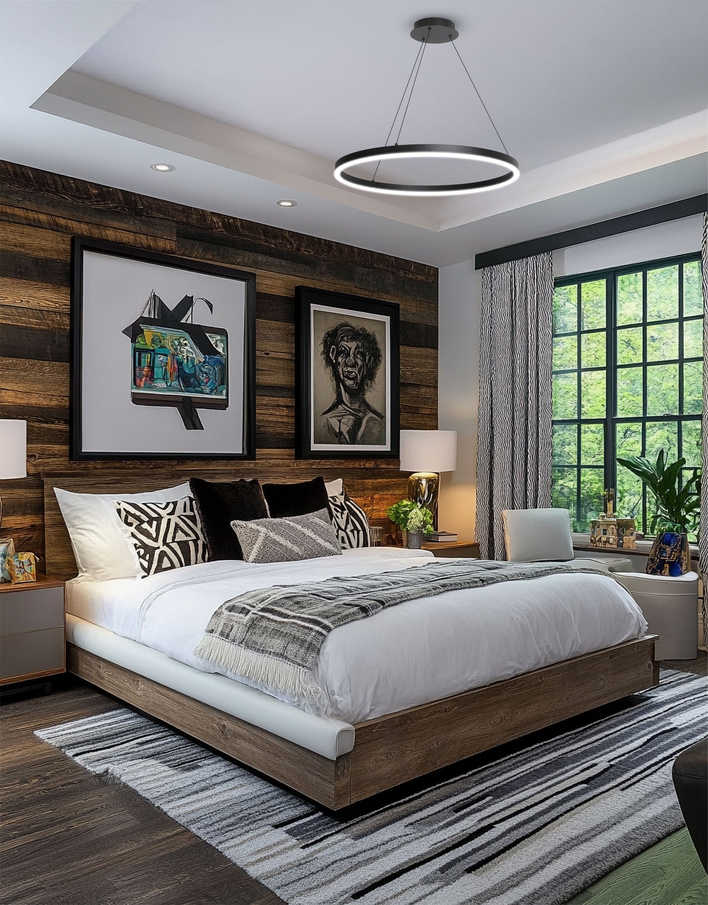 Dainolite 30W Chandelier, Matte Black with White Acrylic Diffuser