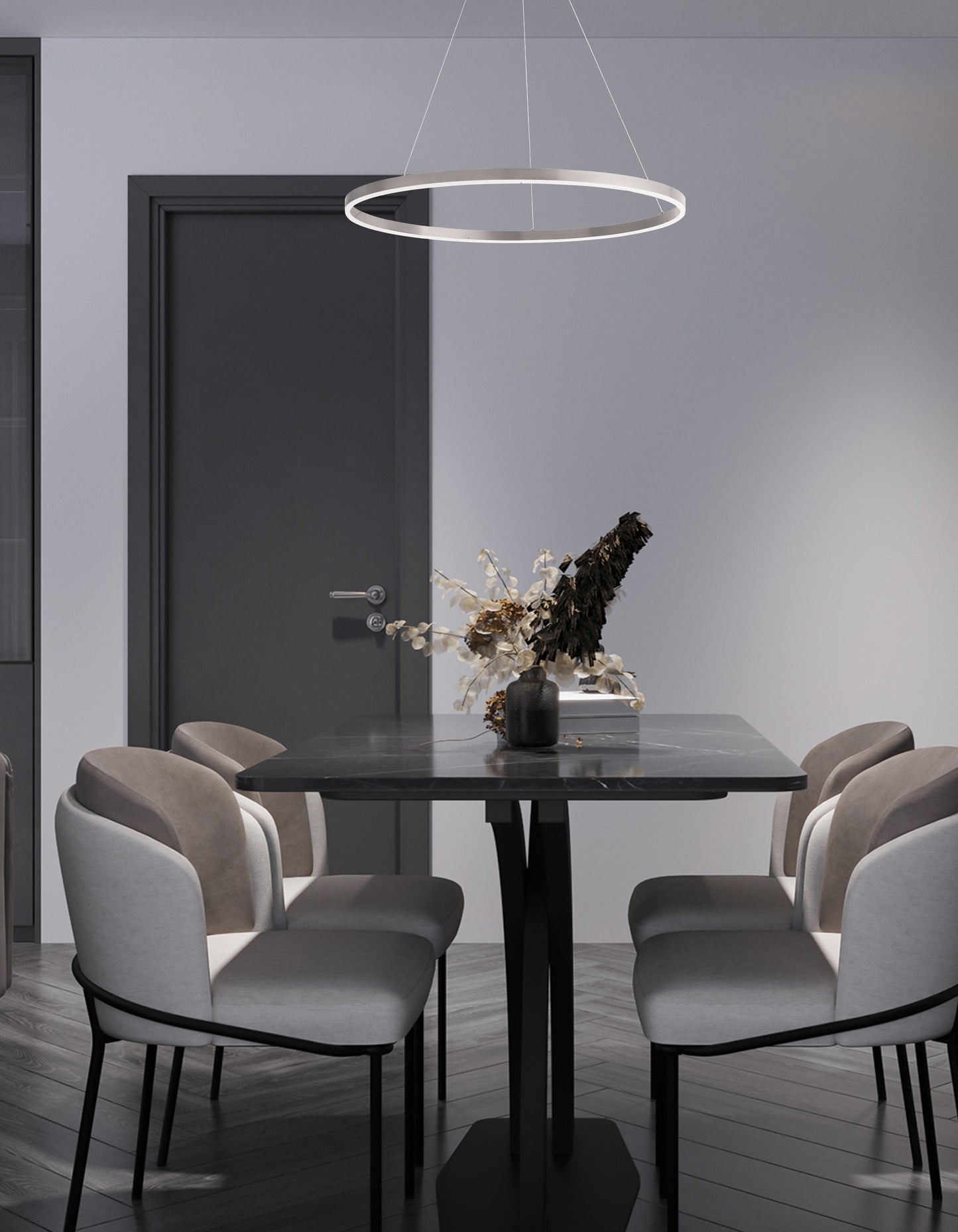 Dainolite 50W Colour Changing Temperature Chandelier, Silver with White Acrylic Diffuser