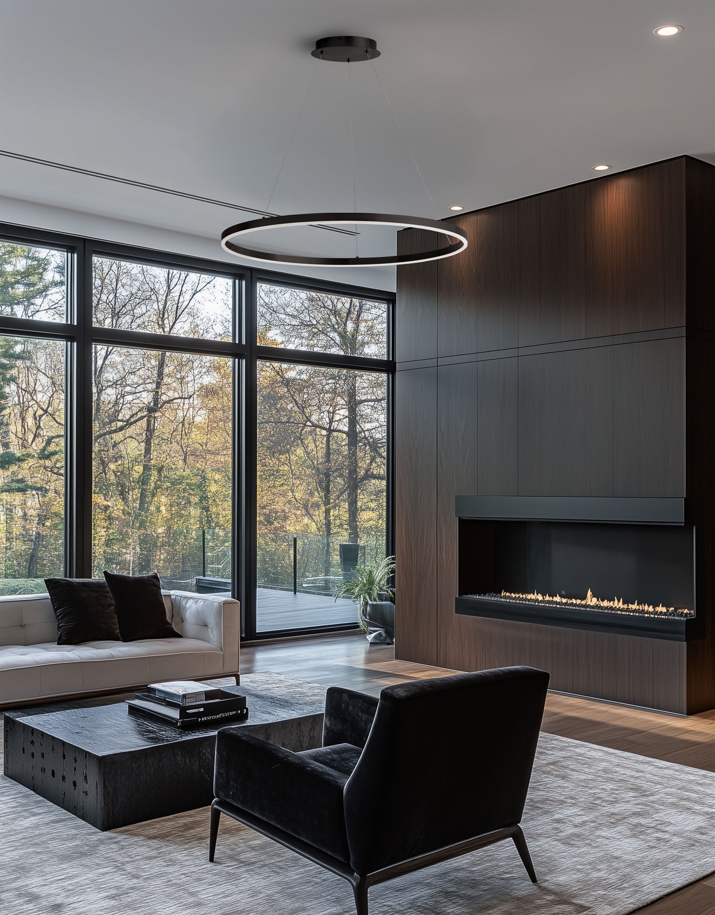 Dainolite 63W Chandelier, Matte Black with White Acrylic Diffuser