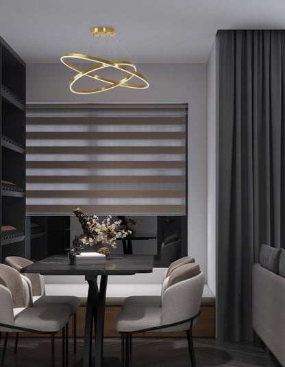Dainolite 103W Colour Changing Temperature Chandelier, Aged Brass with White Acrylic Diffuser