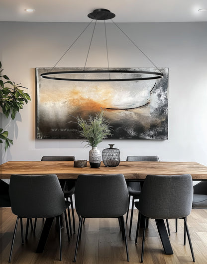 Dainolite 63W Horizontal Chandelier, Matte Black with White Acrylic Diffuser