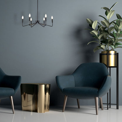 Dainolite 6 Light Incandescent Chandelier, Matte Black