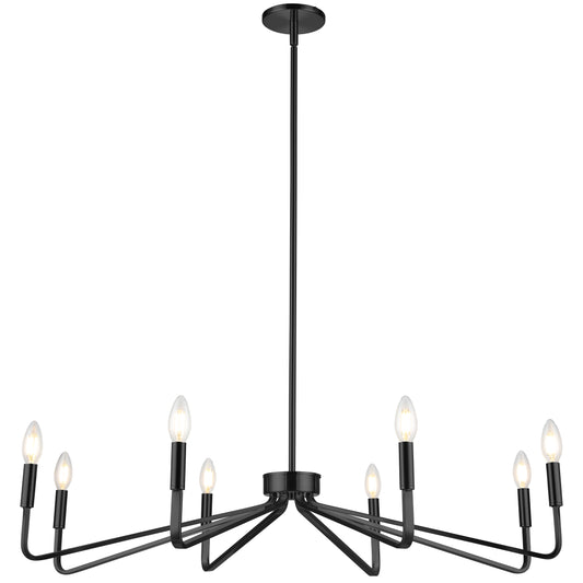 Dainolite 8 Light Incandescent Chandelier, Matte Black