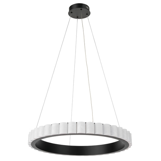 Dainolite 30W Matte Black Chandelier w/ Faux Alabaster Acrylic