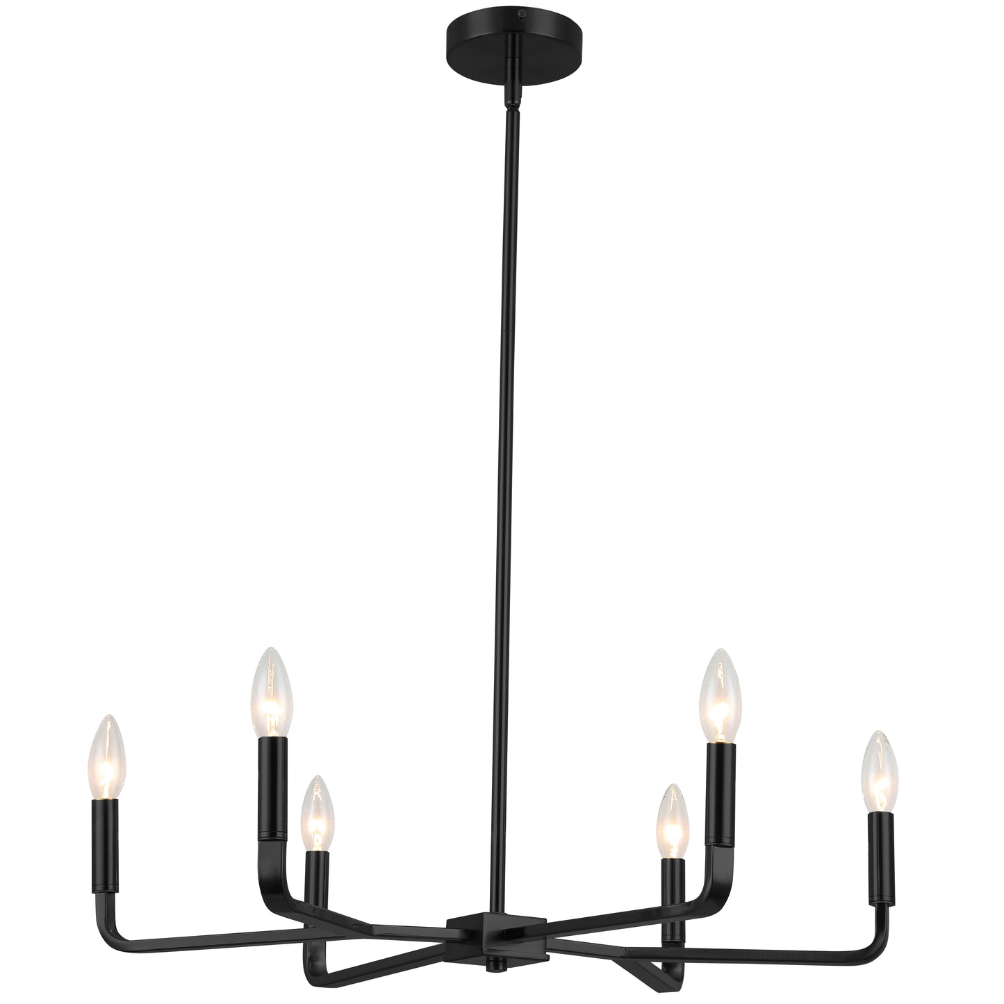 Dainolite 6 Light Incandescent Chandelier, Matte Black