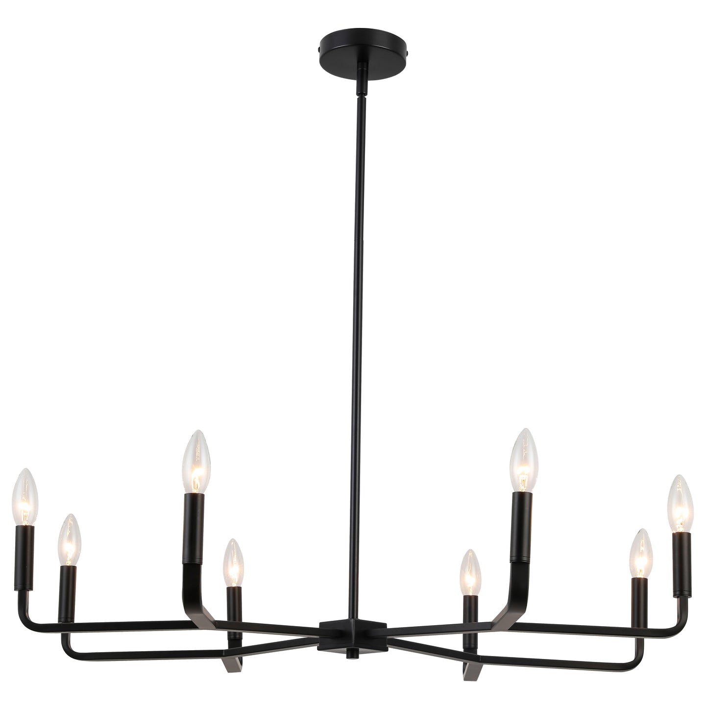Dainolite 8 Light Incandescent Chandelier, Matte Black
