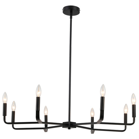 Dainolite 8 Light Incandescent Chandelier, Matte Black