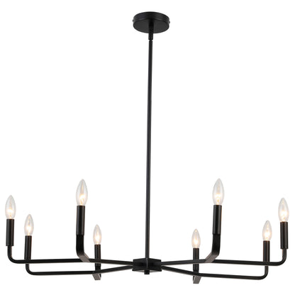 Dainolite 8 Light Incandescent Chandelier, Matte Black