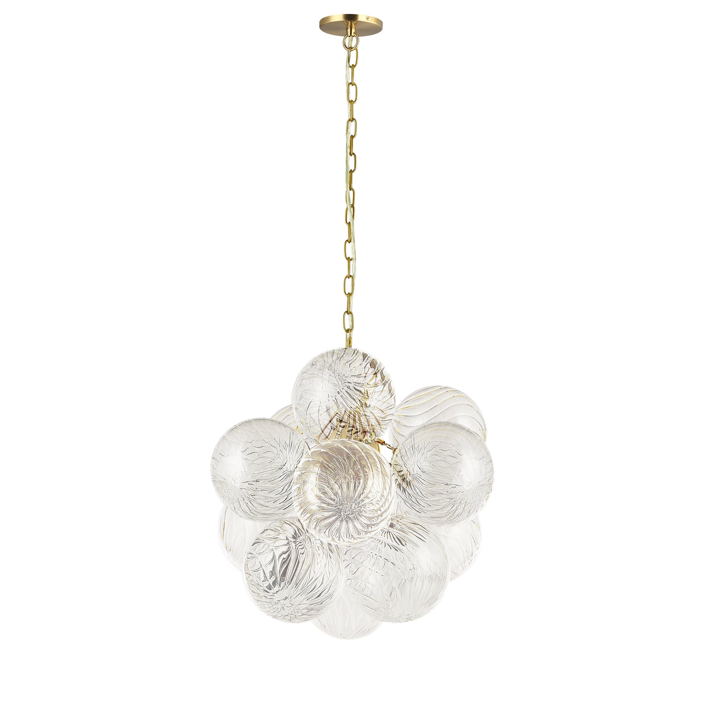 Dainolite 3 Light Aged Brass Pendant w/ Clear Spiral Glass