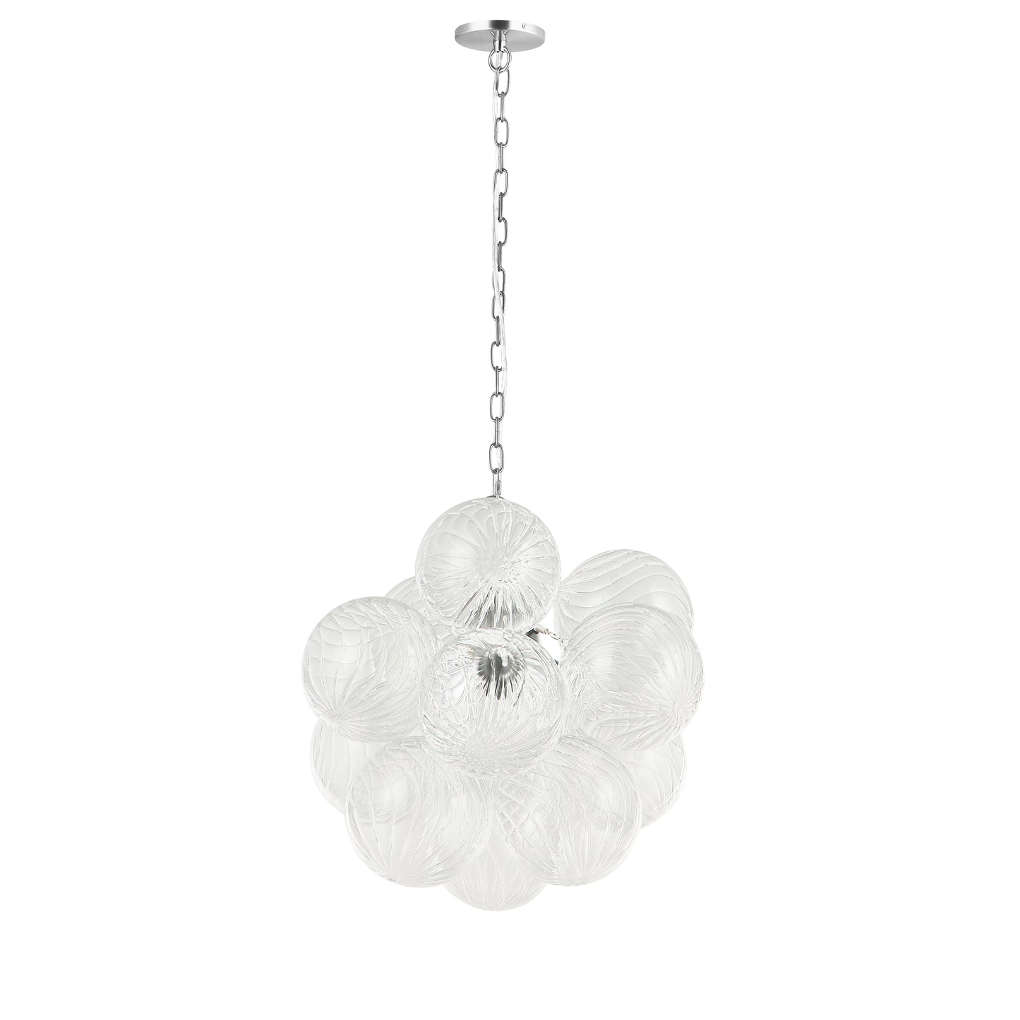 Dainolite 3 Light Polished Chrome Pendant w/ Clear Spiral Glass