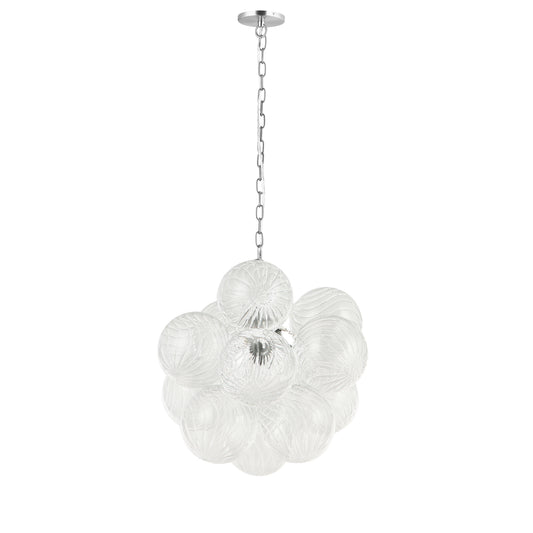 Dainolite 3 Light Polished Chrome Pendant w/ Clear Spiral Glass