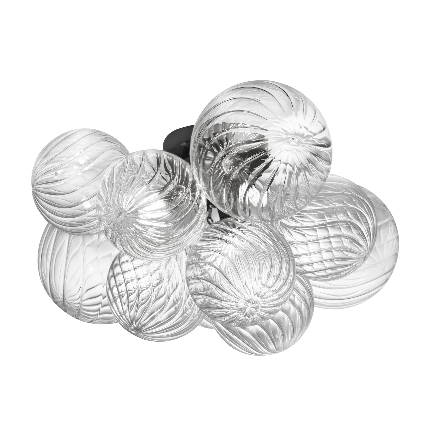 Dainolite 3 Light Halogen Flush Mount Matte Black with Clear Spiral Glass