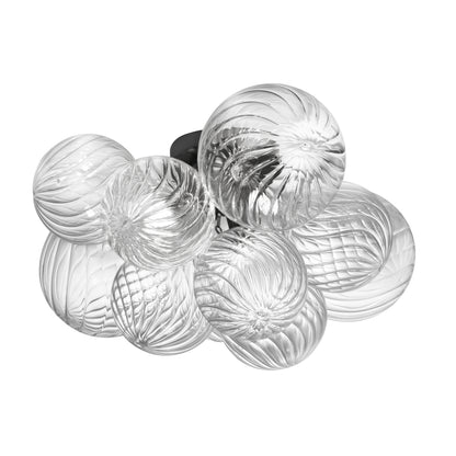 Dainolite 3 Light Halogen Flush Mount Matte Black with Clear Spiral Glass