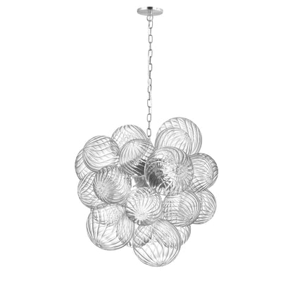 Dainolite 6 Light Halogen Pendant Polished Chrome with Clear Spiral Glass