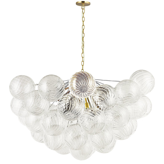 Dainolite 12 Light Aged Brass Chandelier w/ Clear Spiral Glass