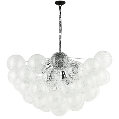 Dainolite 12 Light Matte Black Chandelier w/ Clear Spiral Glass
