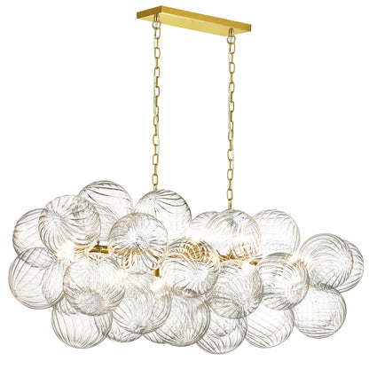 Dainolite 10 Light Halogen Horizontal Pendant Aged Brass with Clear Spiral Glass
