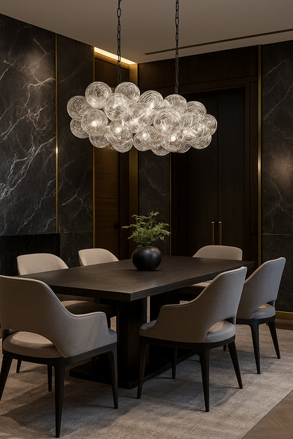 Dainolite 10 Light Halogen Horizontal Pendant Matte Black with Clear Spiral Glass