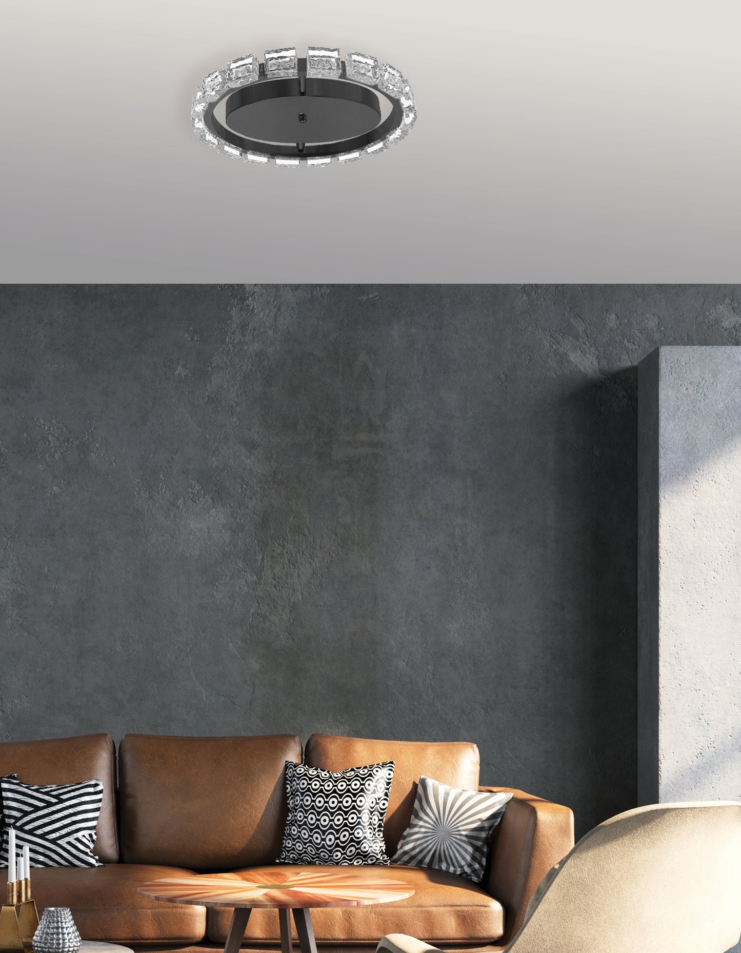 Dainolite 16W Flush Mount Matte Black with Clear Acrylic