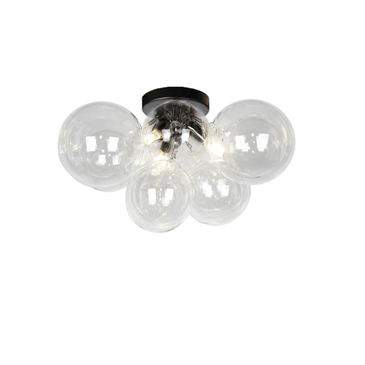 Dainolite 3 Light Halogen Flush Mount, Matte Black with Clear Glass