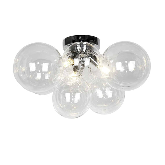 Dainolite 3 Light Halogen Flush Mount, Polished Chrome with Clear Glass