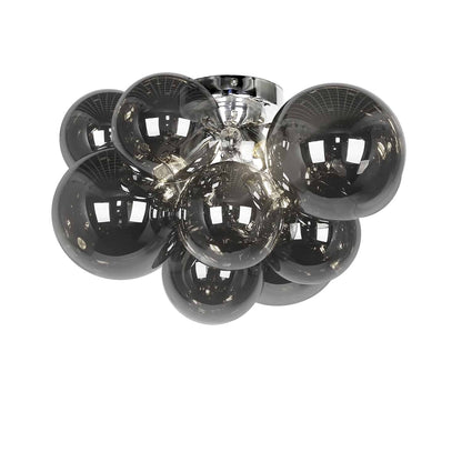 Dainolite 3 Light Halogen Flush Mount, Polished Chrome with Smoked Glass