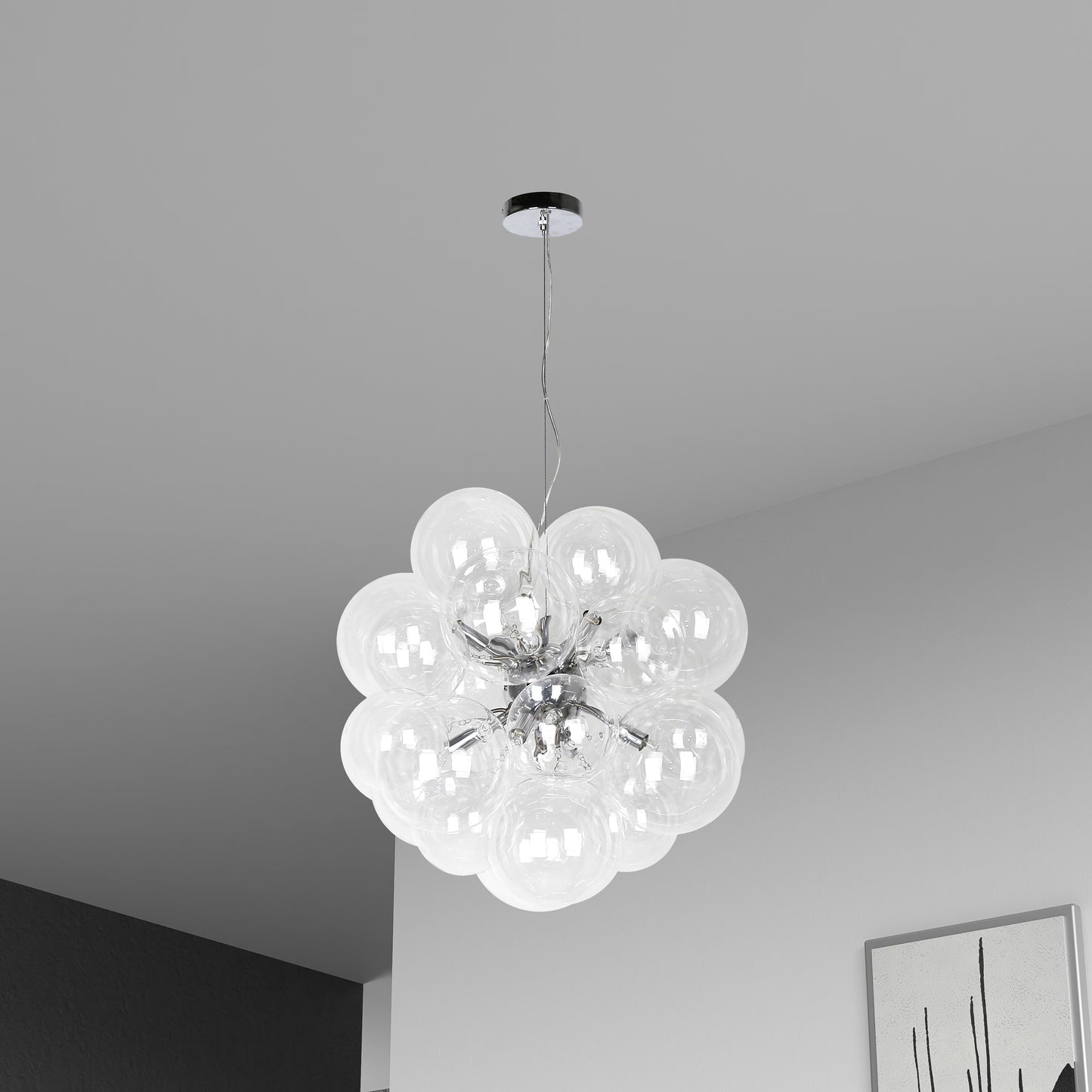 Dainolite 6 Light Halogen Pendant Polished Chrome Finish with Clear Glass