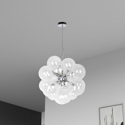 Dainolite 6 Light Halogen Pendant Polished Chrome Finish with Clear Glass