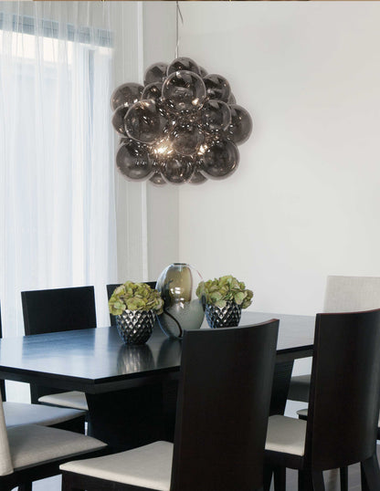 Dainolite 6 Light Halogen Pendant Polished Chrome Finish with Smoked Glass