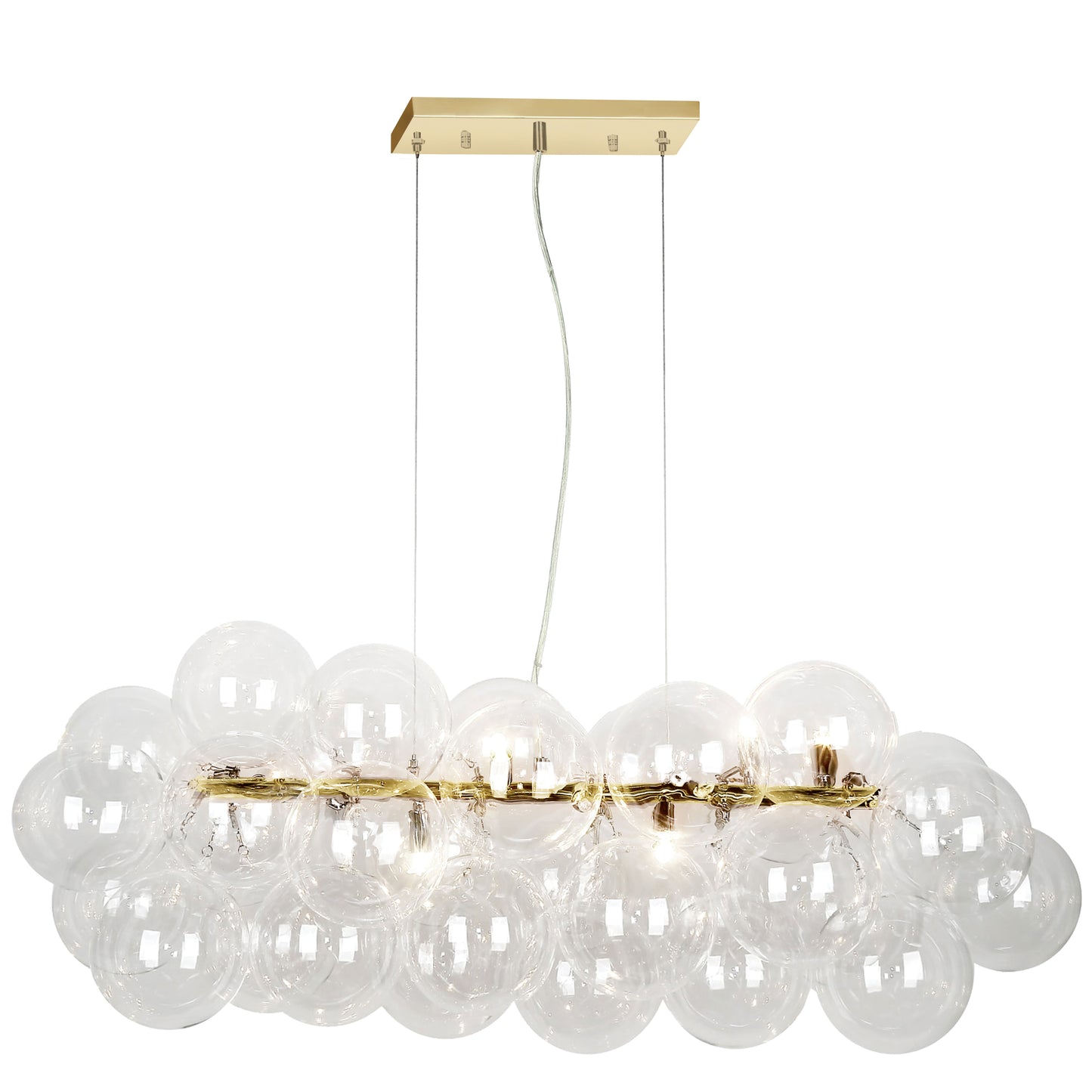 Dainolite 10 Light Halogen Horizontal Pendant, Aged Brass with Clear Glass