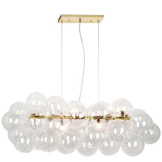 Dainolite 10 Light Halogen Horizontal Pendant, Aged Brass with Clear Glass
