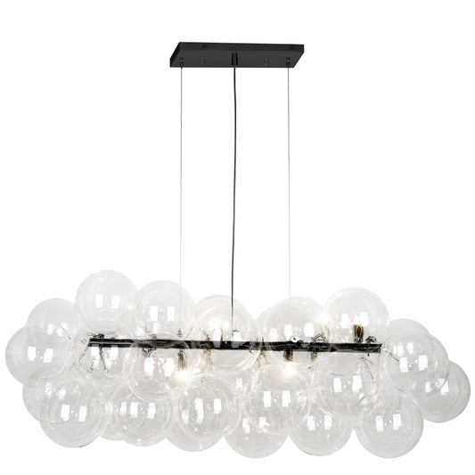 Dainolite 10 Light Halogen Horizontal Pendant, Matte Black with Clear Glass