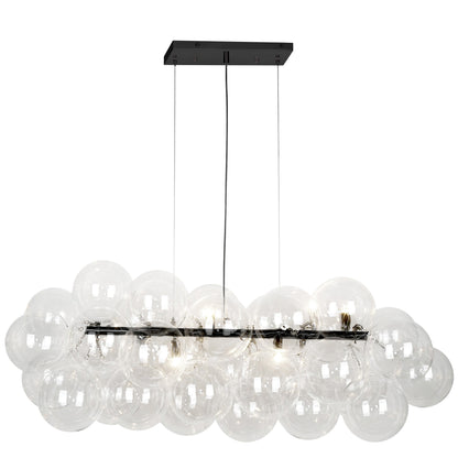 Dainolite 10 Light Halogen Horizontal Pendant, Matte Black with Clear Glass