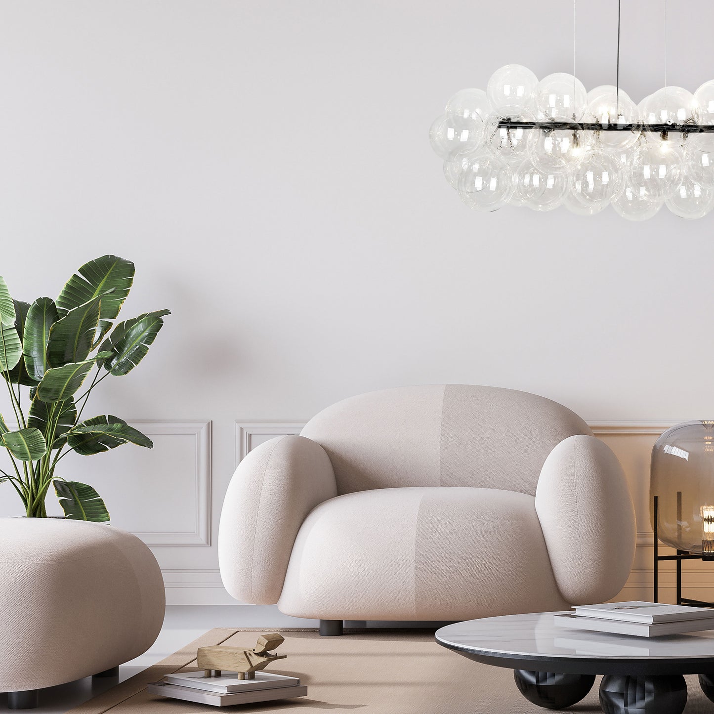 Dainolite 10 Light Halogen Horizontal Pendant, Matte Black with Clear Glass